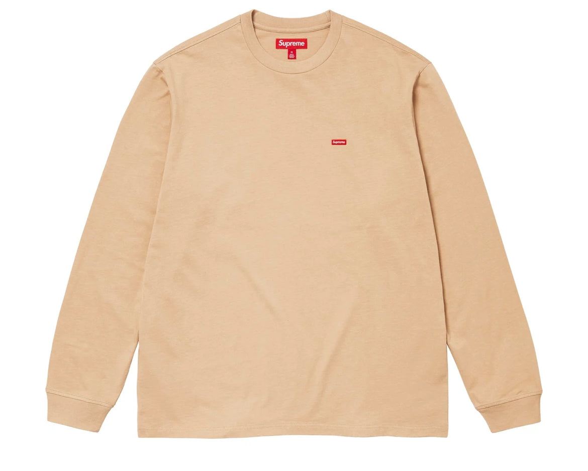 Beiger Supreme Sweater mit mini Supreme Boxlogo in rot