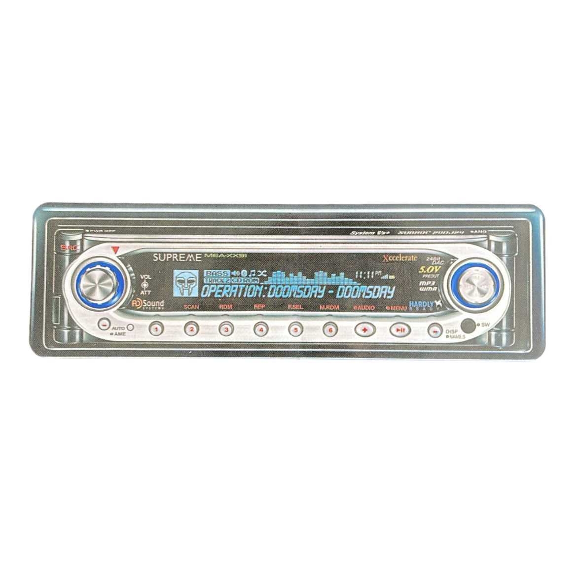 Supreme Sticker in einem Receiver Design mit MF Doom