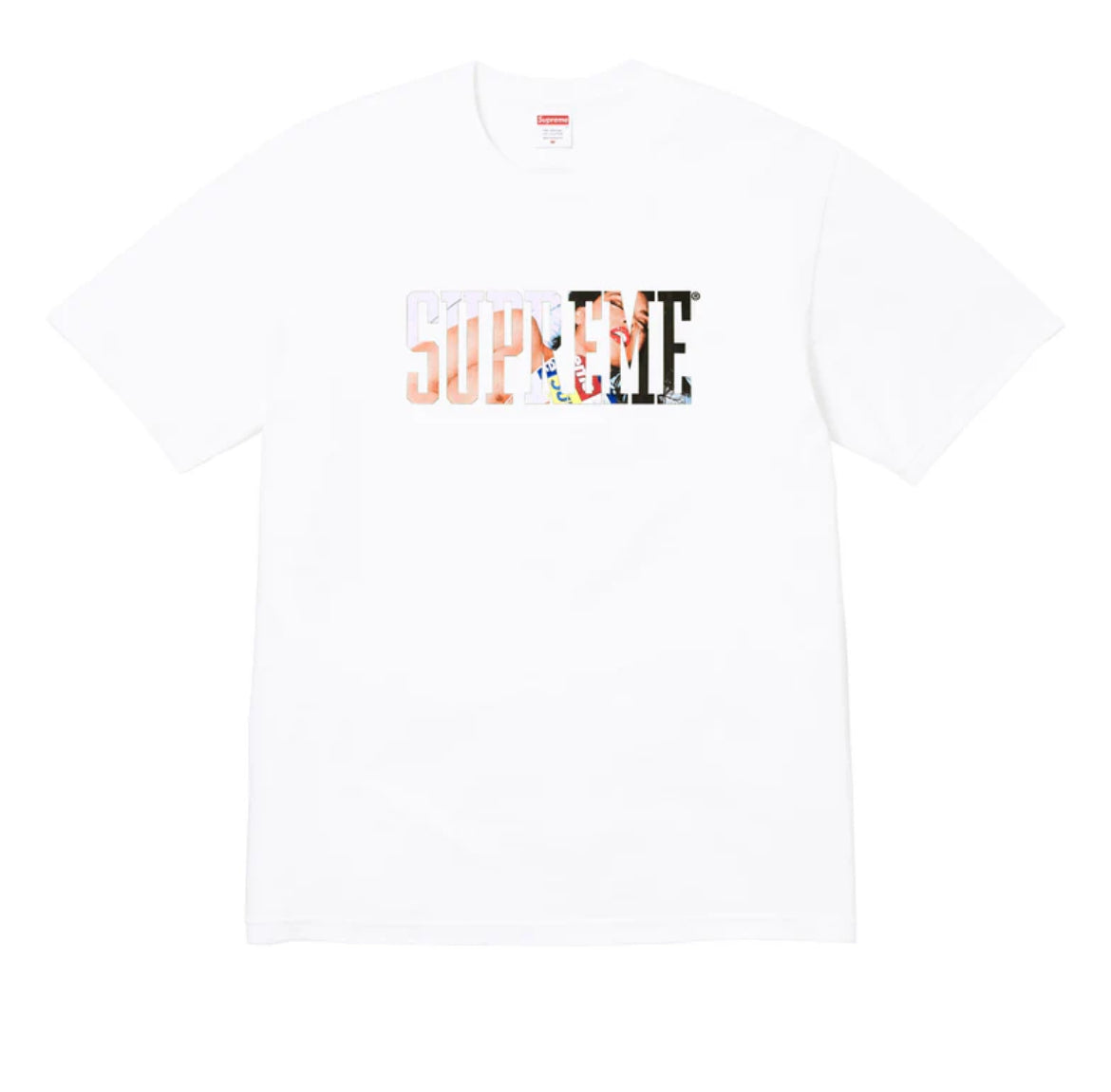 Supreme Collegiate Shirt in Weiß mit einem Artwork von Tera Patrick aus der Fall Winter Kollektion 